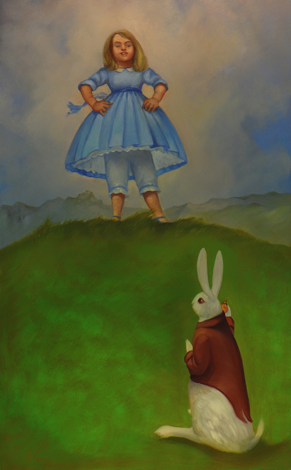 Alice Meets Rabbit, Fleur Palau, oil on canvas 36 x 25