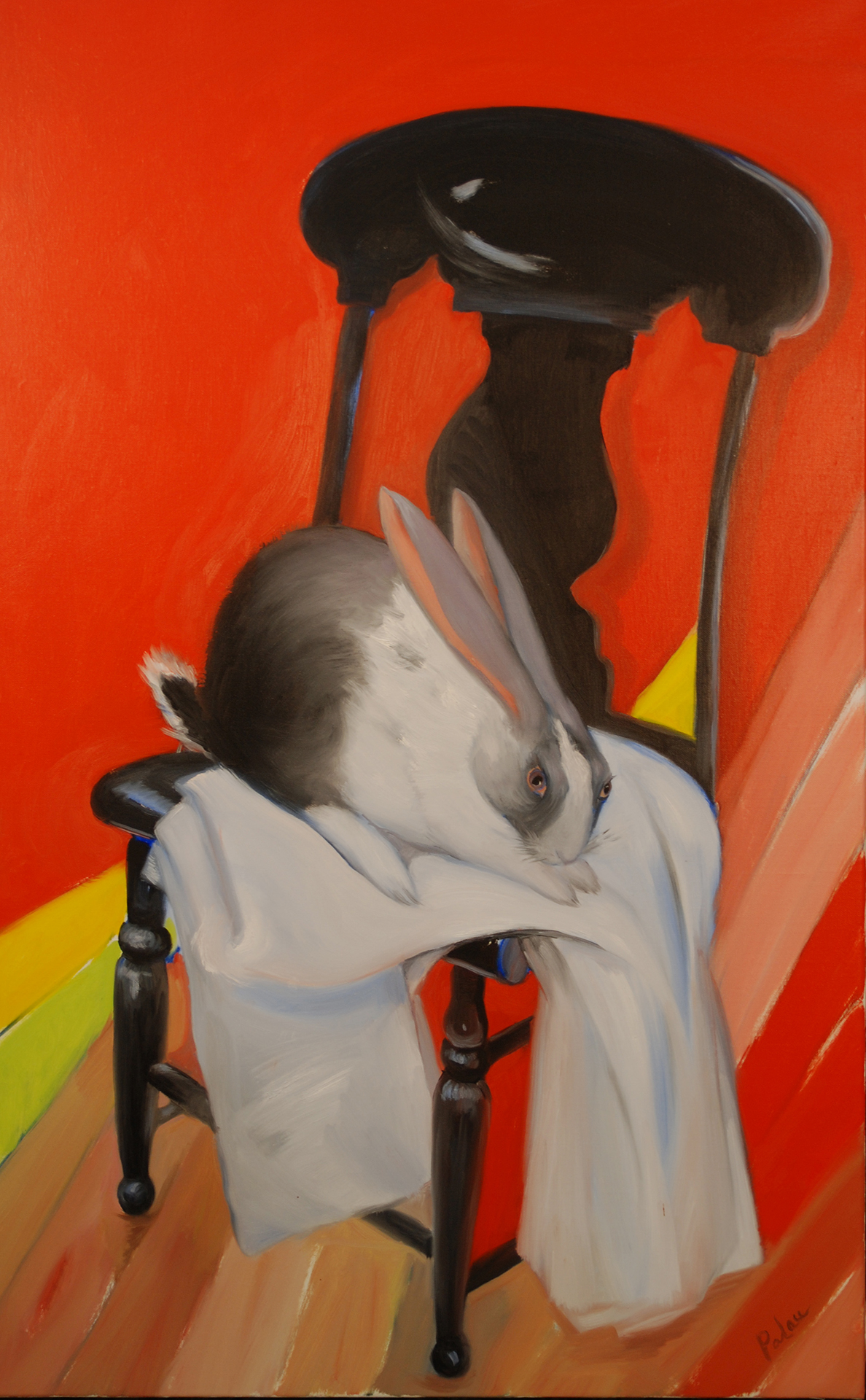 Alone on a Chair, Fleur Palau, oil on canvas 38 x 22