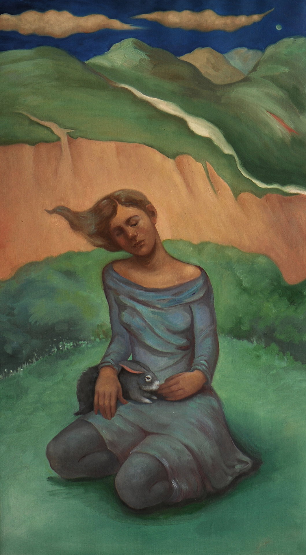 Contemplation, Fleur Palau, oil on canvas 35 x 20
