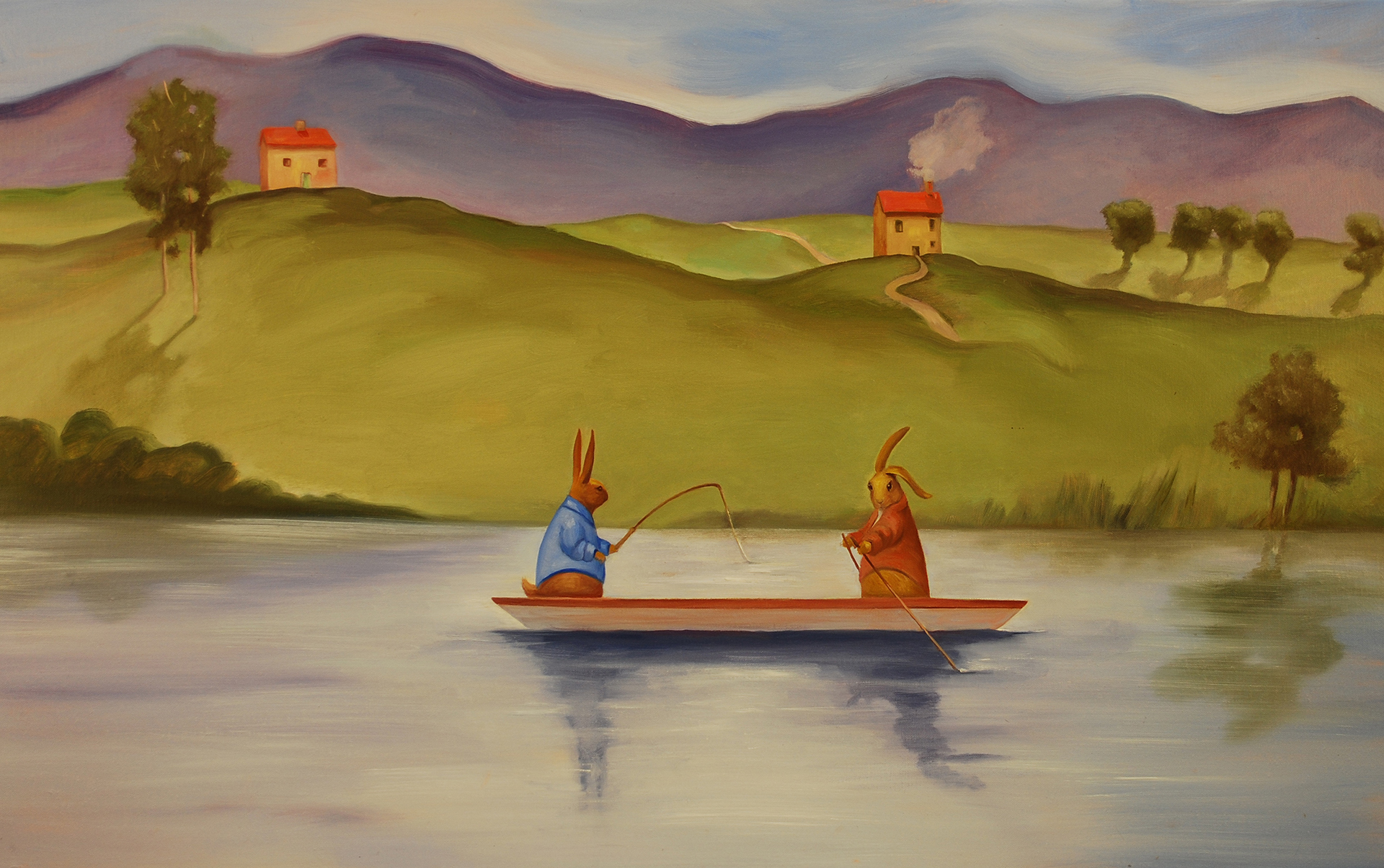 Fishing Trip, Fleur Palau - oil on canvas, 25 x 30
