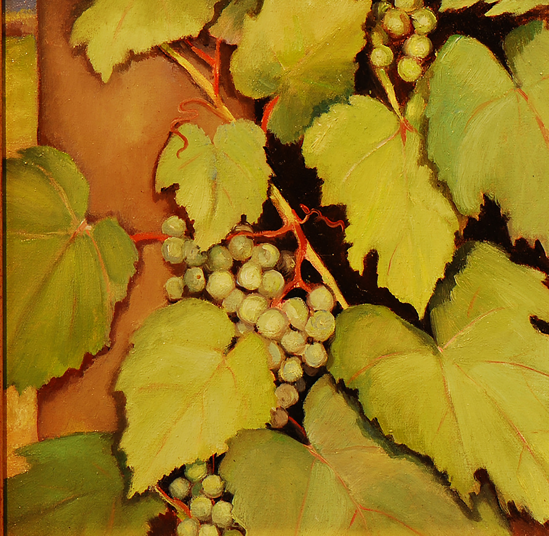Grapes in June, Italy, Fleur Palau, oil on canvas , 6x8