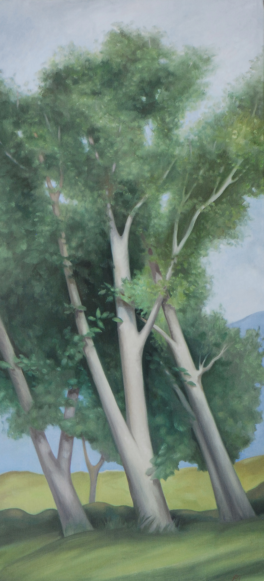 Trees II in Versilia, Fleur Palau, oil on canvas 52 x 23