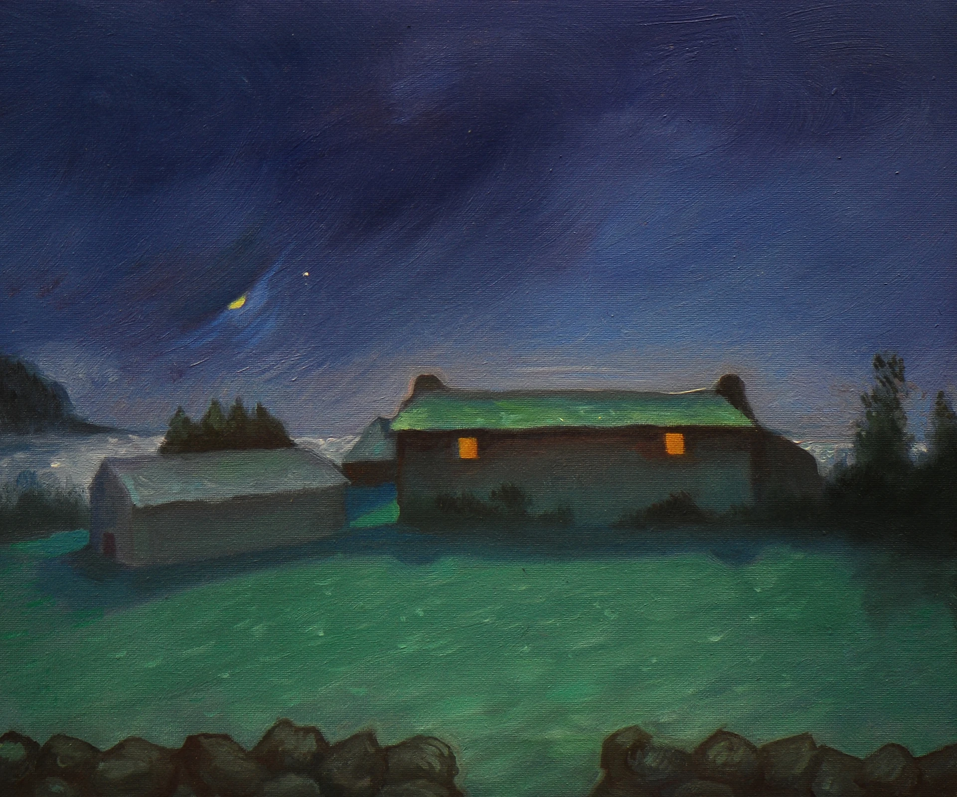 Midnight Moon, Fleur Palau, oil on canvas 8 x 9